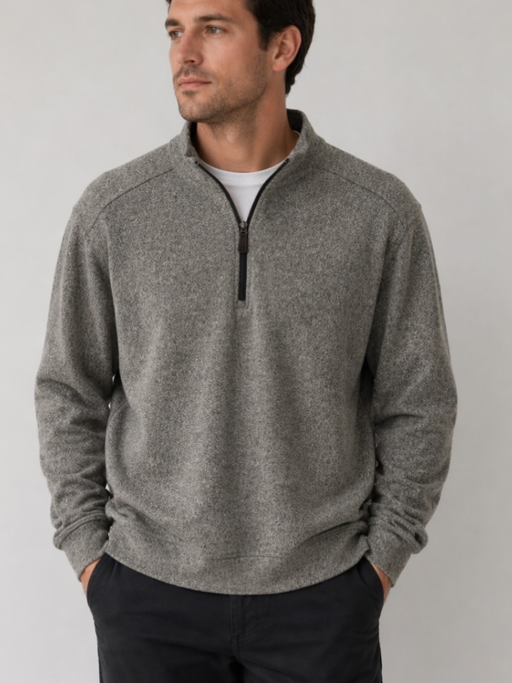 Greg Norman Performance Knit 1/4 Zip Golf Top in Heather Grey Men’s Size M